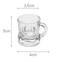 Schnapsglas mit Henkel Band aus Glas, Henkelstamper 2cl Schnapskrug 30770