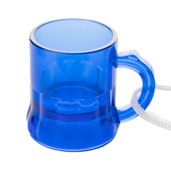 Schnapsglas am Band, Henkelstamper, Pinnchen, 2cl zum Umhängen in BLAU