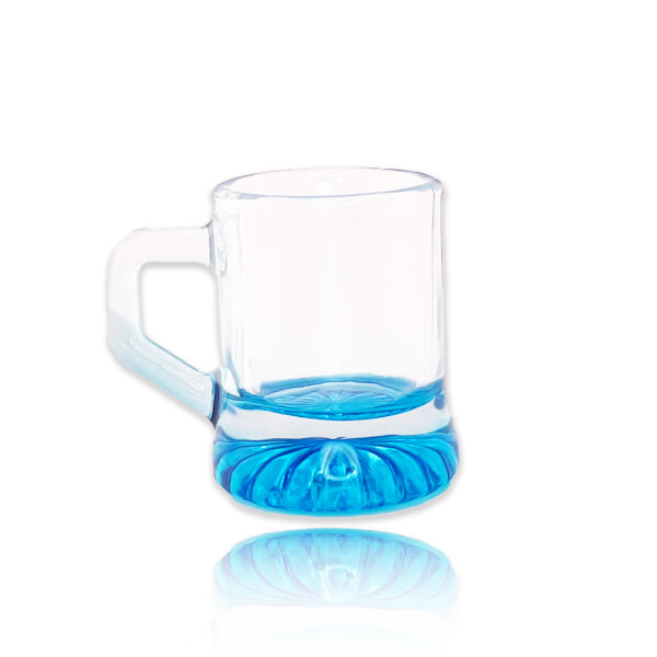 Carlso buntes Schnapsglas mit Henkel, Shotglas, Stamper, 2-3cl, blau