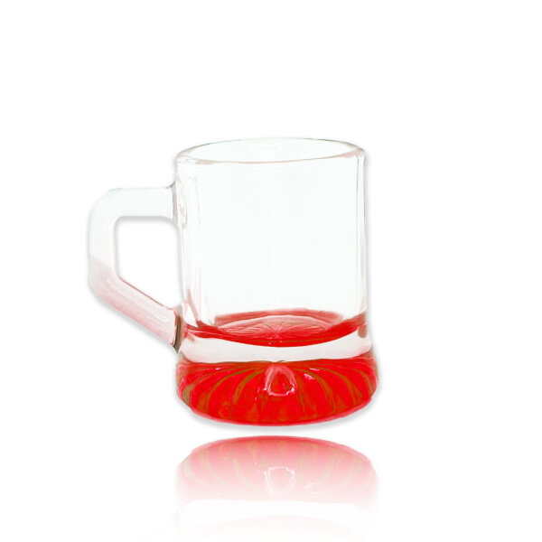 Carlso buntes Schnapsglas mit Henkel, Shotglas, Stamper, 2-3cl, rot