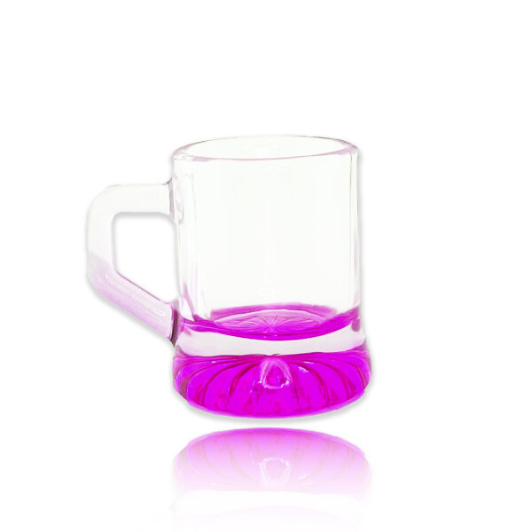 Carlos buntes Schnapsglas mit Henkel, Shotglas, Stamper, 2-3cl, pink