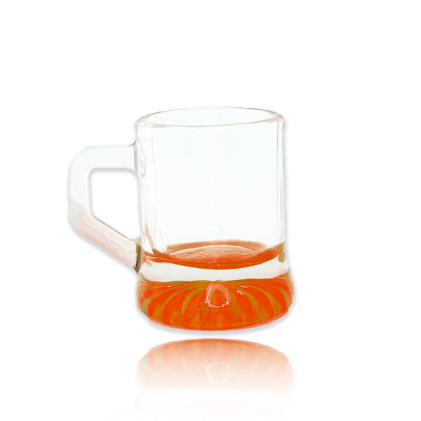 Carlso buntes Schnapsglas mit Henkel, Shotglas, Stamper, 2-3cl, orange